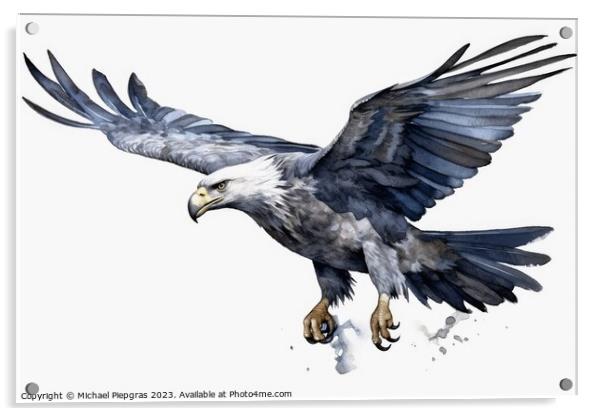 Watercolor painted sea eagle on a white background. Acrylic by Michael Piepgras