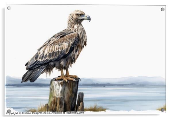 Watercolor painted sea eagle on a white background. Acrylic by Michael Piepgras
