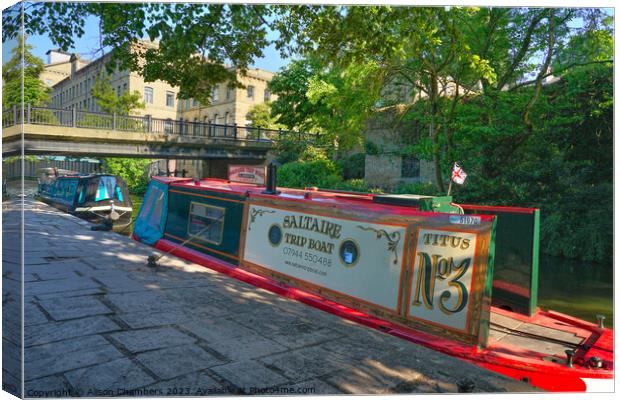 Saltaire Canal Canvas Print by Alison Chambers