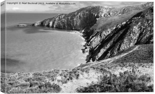 Gogarth Bay and North Stack Anglesey mono Canvas Print by Pearl Bucknall
