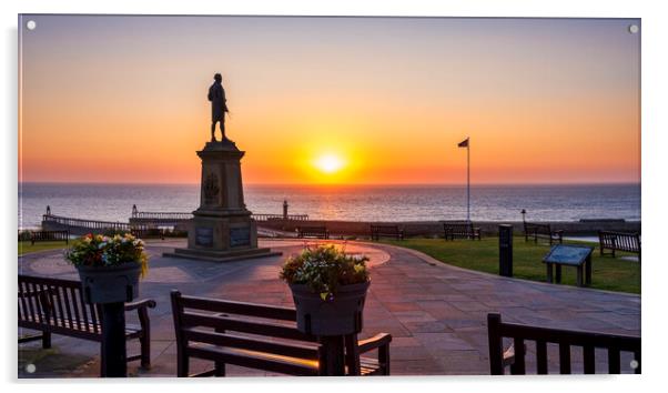 Captain Cook Statue Whitby Acrylic by Tim Hill