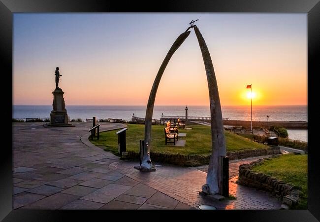 Whitby Whalebones at Golden Hour Framed Print by Tim Hill