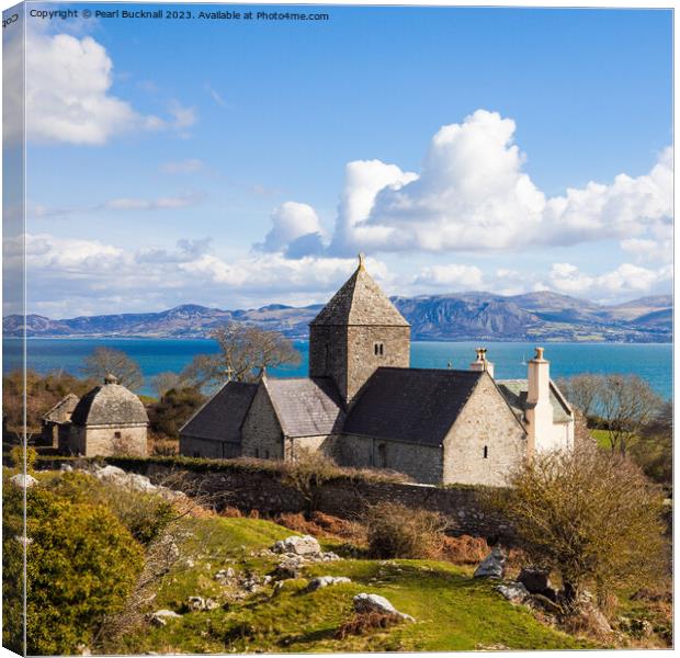 Penmon Priory Isle of Anglesey Square Canvas Print by Pearl Bucknall