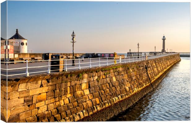 Whitby West Pier Canvas Print by Steve Smith
