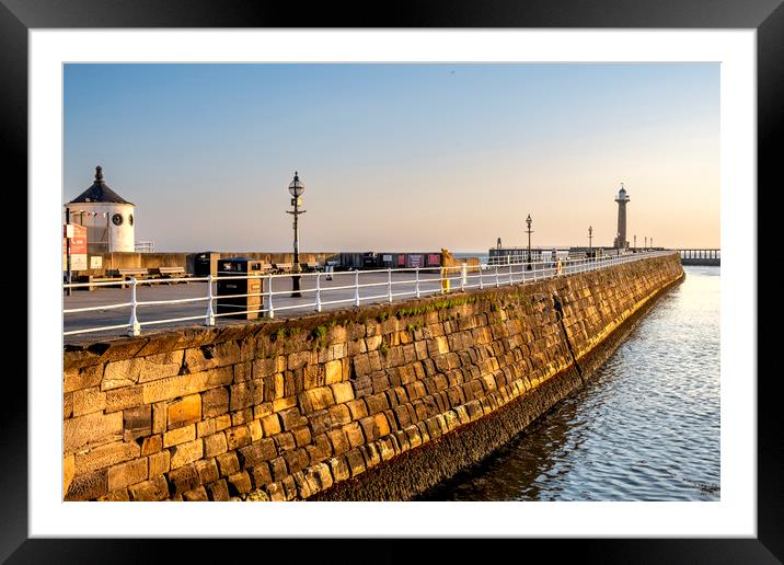 Whitby West Pier Framed Mounted Print by Steve Smith