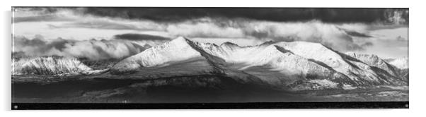 Snowy Arran Pano Acrylic by Gareth Burge Photography