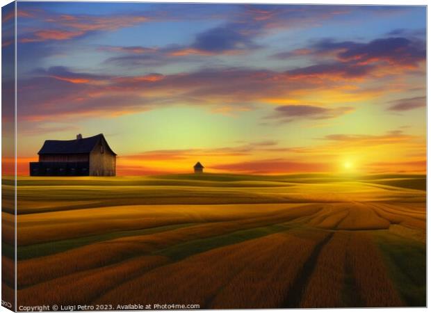 Golden sunrise over the countryside. Canvas Print by Luigi Petro