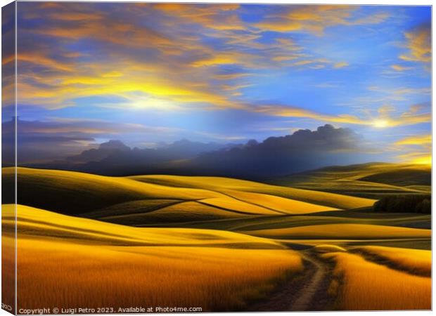 Glimmering Dawn Embraces Tuscan Countryside Canvas Print by Luigi Petro
