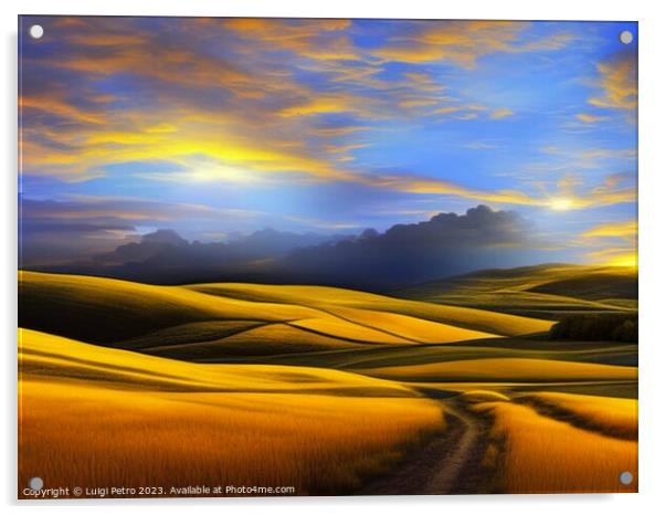 Glimmering Dawn Embraces Tuscan Countryside Acrylic by Luigi Petro