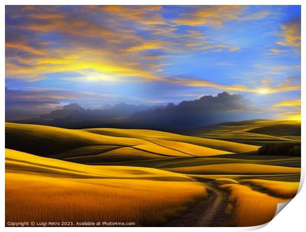 Glimmering Dawn Embraces Tuscan Countryside Print by Luigi Petro