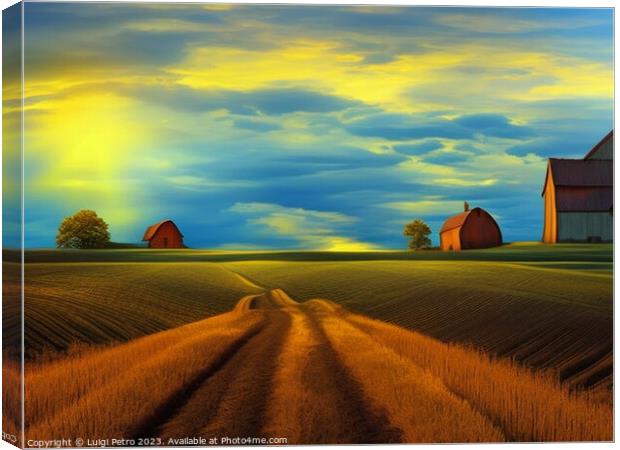 Radiant Tuscan Sunrise Illuminates Countryside Canvas Print by Luigi Petro