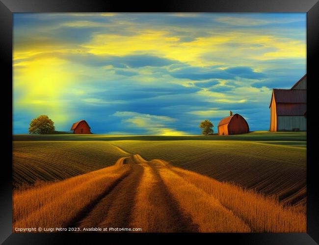 Radiant Tuscan Sunrise Illuminates Countryside Framed Print by Luigi Petro