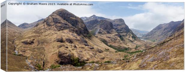 Glencoe three sisters elevated panorama Canvas Print by Graham Moore