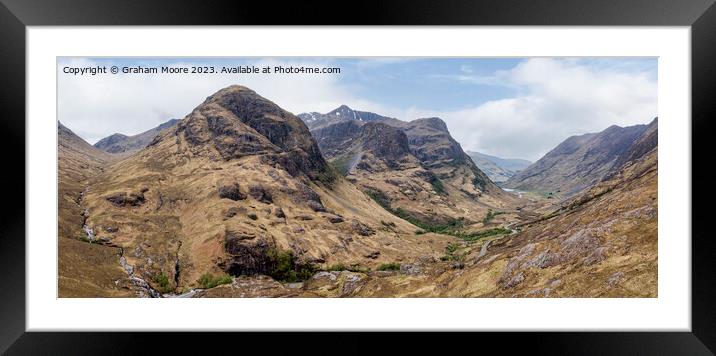 Glencoe three sisters elevated panorama Framed Mounted Print by Graham Moore