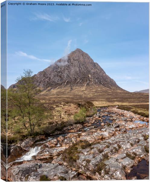 Buachaille Etive Mor and falls Canvas Print by Graham Moore