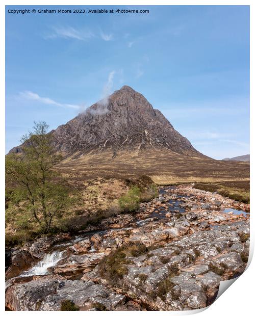 Buachaille Etive Mor and falls Print by Graham Moore