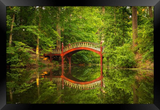 Crim Dell bridge at William and Mary college Framed Print by Steve Heap