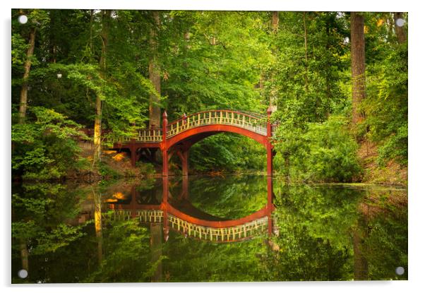 Crim Dell bridge at William and Mary college Acrylic by Steve Heap