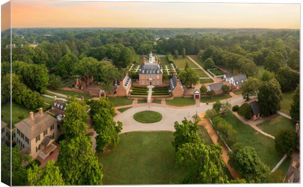 Aerial view of Governors Palace in Williamsburg Vi Canvas Print by Steve Heap