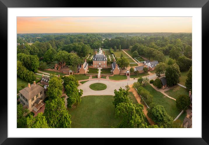 Aerial view of Governors Palace in Williamsburg Vi Framed Mounted Print by Steve Heap