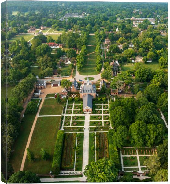 Aerial view of Governors Palace in Williamsburg Virginia Canvas Print by Steve Heap