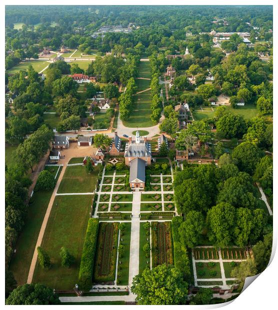 Aerial view of Governors Palace in Williamsburg Virginia Print by Steve Heap