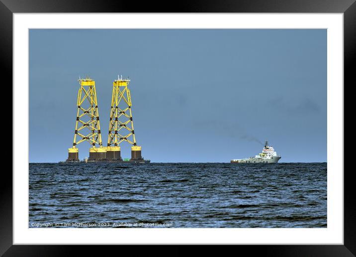 Dance of the Wind: Graceful Turbines at Sea Framed Mounted Print by Tom McPherson