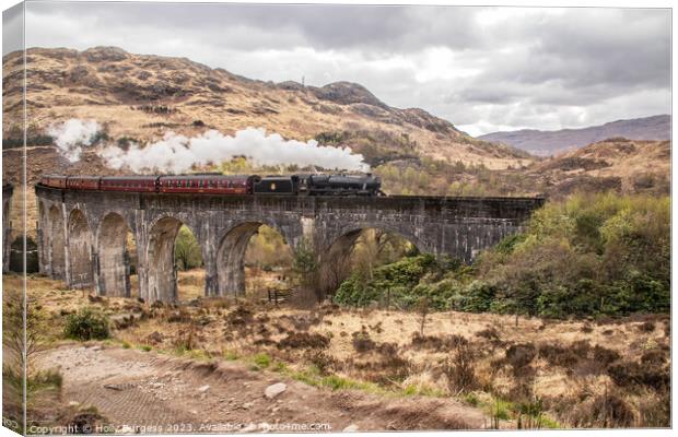 Iconic Glenfinnan Viaduct: The Harry Potter Train  Canvas Print by Holly Burgess
