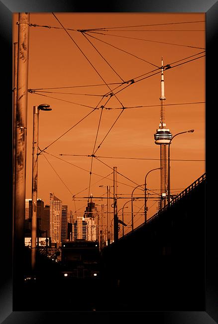 Streetcar Skyline Framed Print by kurt bolton