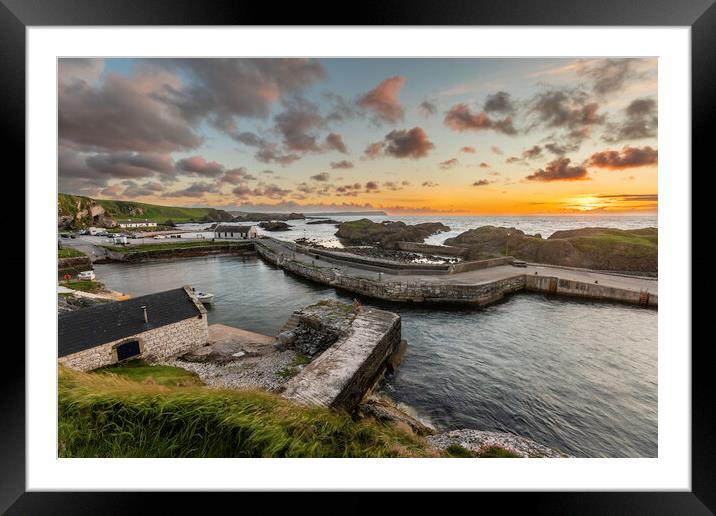 "Golden Glow at Ballintoy Harbour" Framed Mounted Print by KEN CARNWATH