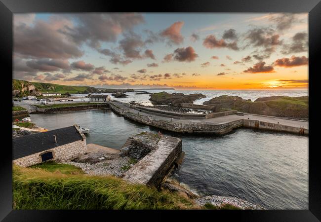 "Golden Glow at Ballintoy Harbour" Framed Print by KEN CARNWATH