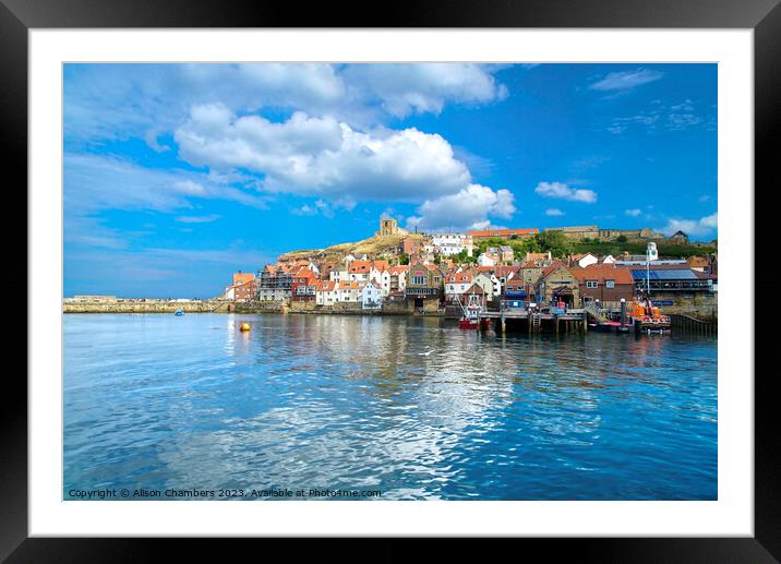 Whitby East Cliff Framed Mounted Print by Alison Chambers
