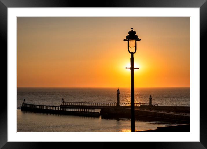 Whitby Sunrise Silhouettes  Framed Mounted Print by Tim Hill