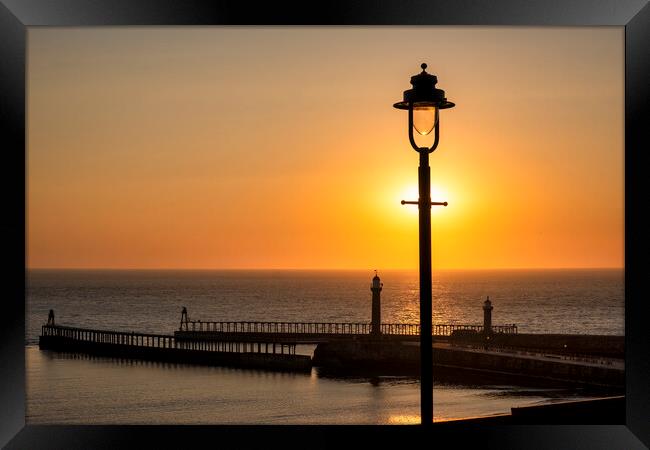 Whitby Sunrise Silhouettes  Framed Print by Tim Hill