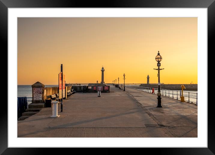 West Pier Whitby Sunrise Framed Mounted Print by Steve Smith