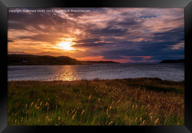 Evening sunlight over Loch Snizort Beag Framed Print by Richard Smith