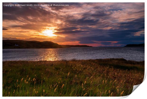 Evening sunlight over Loch Snizort Beag Print by Richard Smith