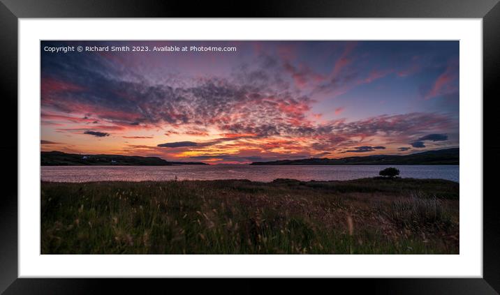 Reflected sunset colour over Loch Snizort Beag Framed Mounted Print by Richard Smith
