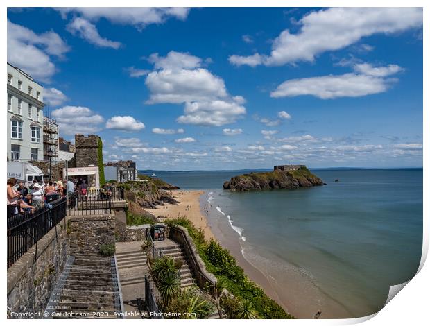 Virws around the seasie town to Tenby, South Wales Print by Gail Johnson