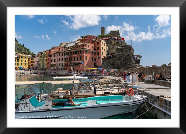 Visiting the fishing villages of Cinque terre, Italy, Europe Framed Mounted Print by Gail Johnson