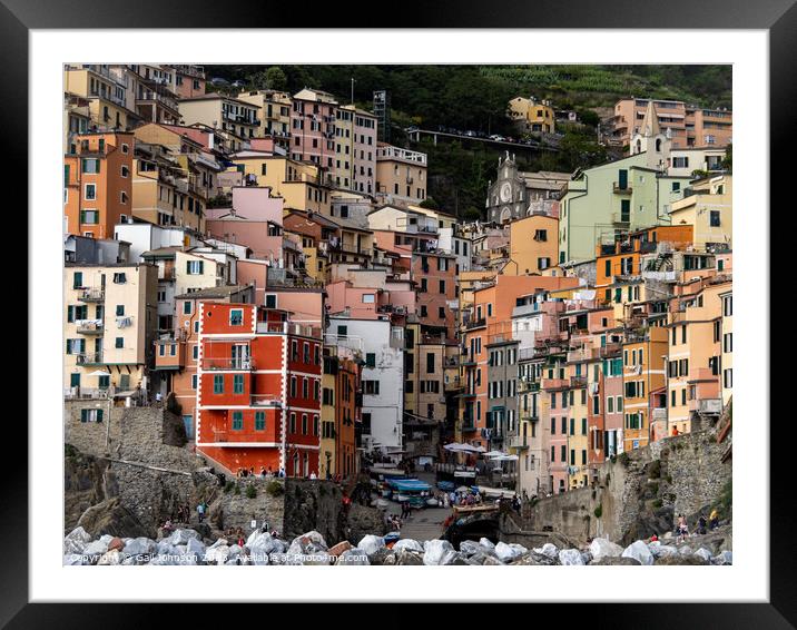 Visiting the fishing villages of Cinque terre, Italy, Europe Framed Mounted Print by Gail Johnson