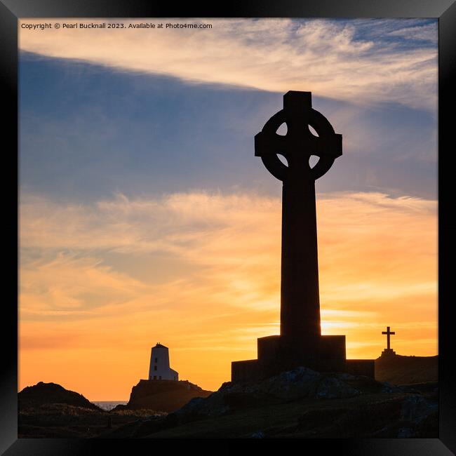 Llanddwyn Island Sunset Silhouette on Anglesey Framed Print by Pearl Bucknall