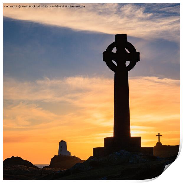 Llanddwyn Island Sunset Silhouette on Anglesey Print by Pearl Bucknall