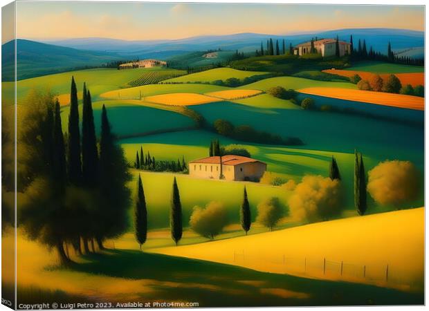 Farmhouse among the rolling hills of Tuscany, Italy. Canvas Print by Luigi Petro