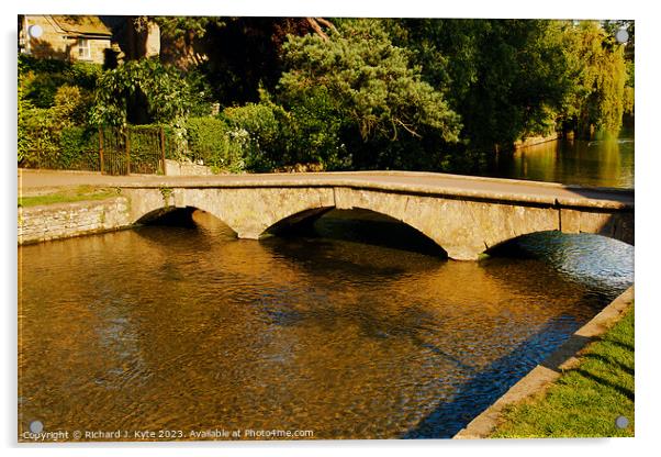 Bridge, River Windrush, Bourton-on-the-Water, Gloucestershire Acrylic by Richard J. Kyte