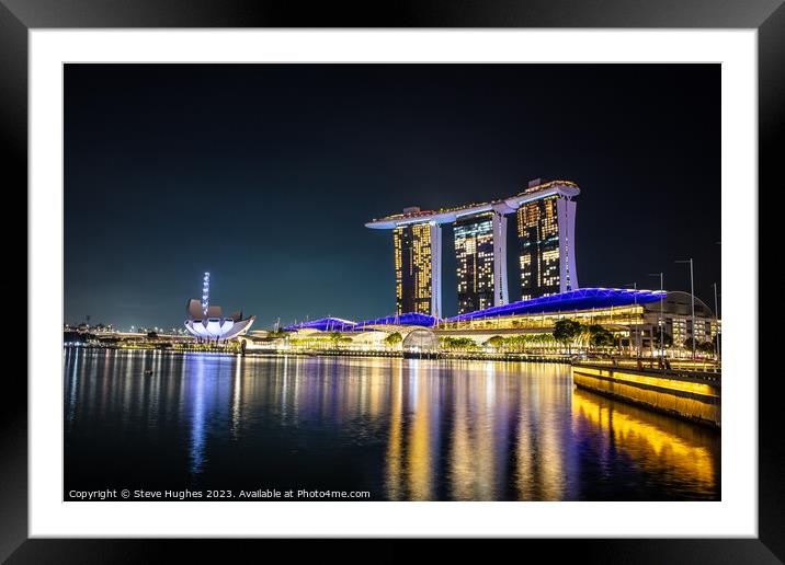 Marina Bay Sands at night Framed Mounted Print by Steve Hughes