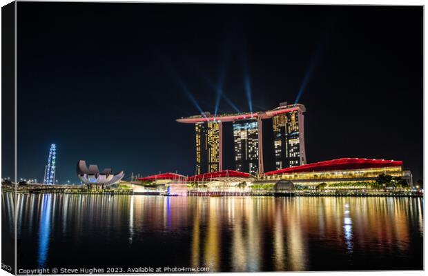 Marian Bay Sands hotel in red lights Canvas Print by Steve Hughes