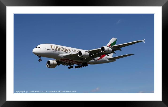 Emirates Airbus A380 Panorama Framed Mounted Print by David Pyatt