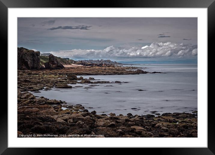 Serene Tranquility at Cummingston Rocks Framed Mounted Print by Tom McPherson