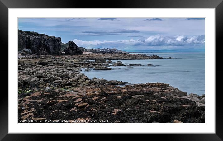A Coastal Haven: Cummingston Rocks Framed Mounted Print by Tom McPherson